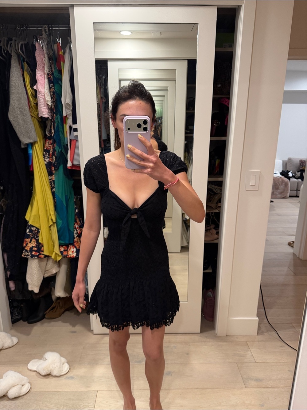 Luisa Black Tie-Front Mini Dress - Women's